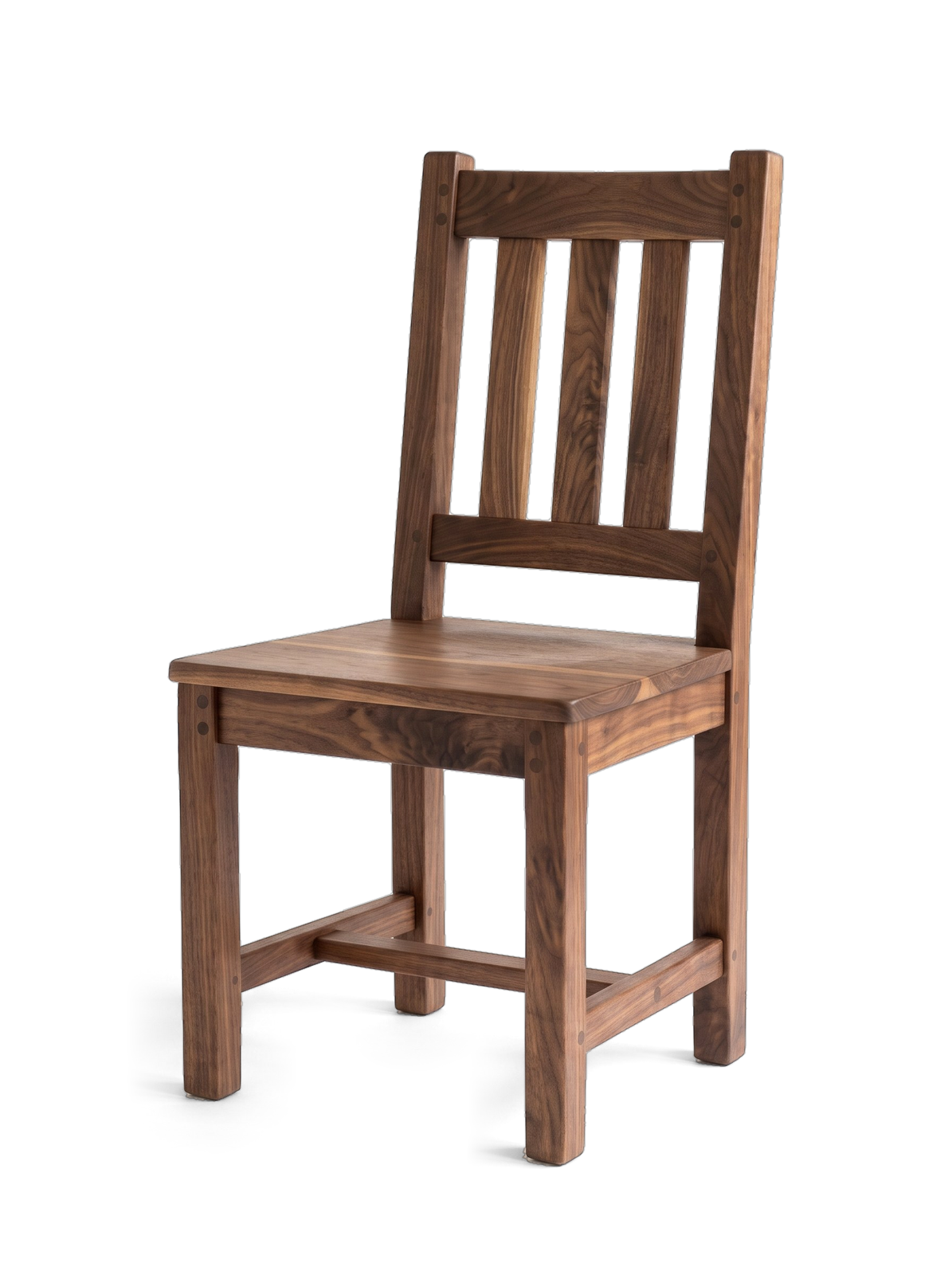 Banon chair in noyer, seen from the front three-quarter
